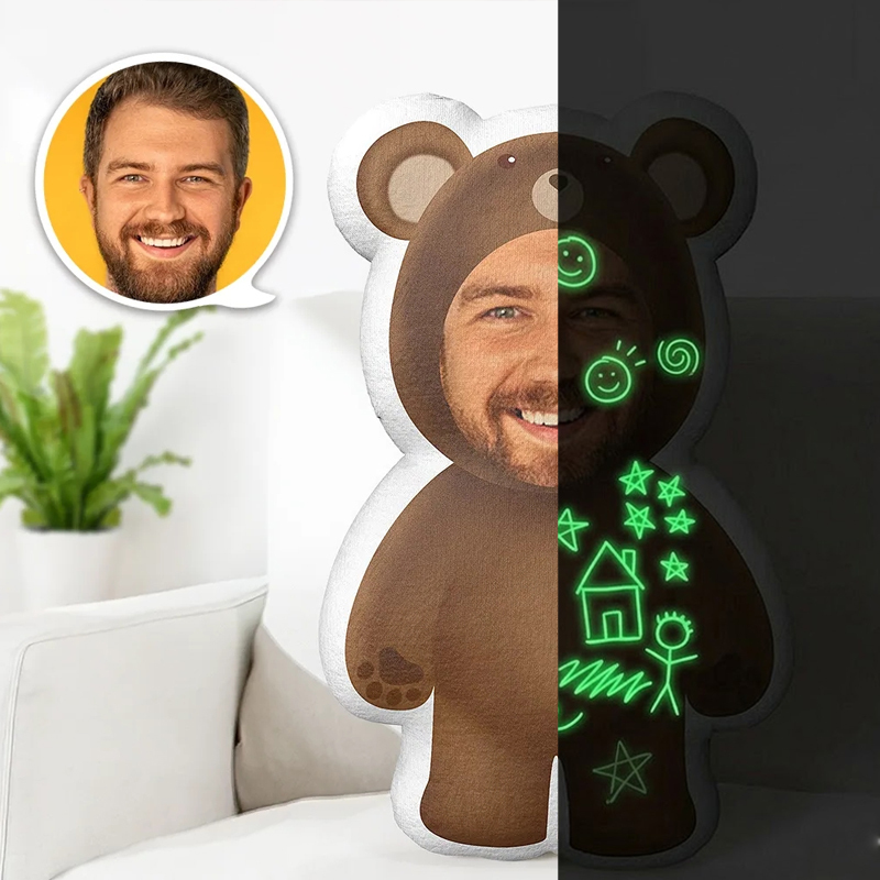 Personalized Photo Disappearing Night-Glow Doodle Pillow Plush Toy for Kids