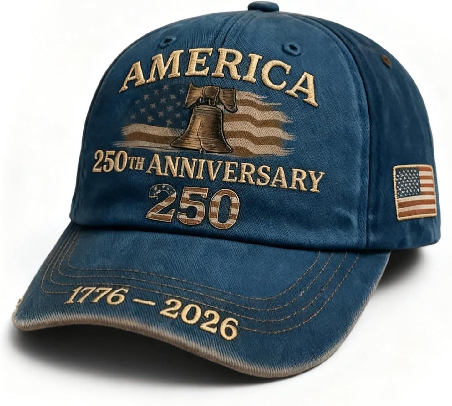 U.S. 250th Anniversary Baseball Cap Adjustable America 250 Anniversary USA Hat Patriotic Veterans Hats