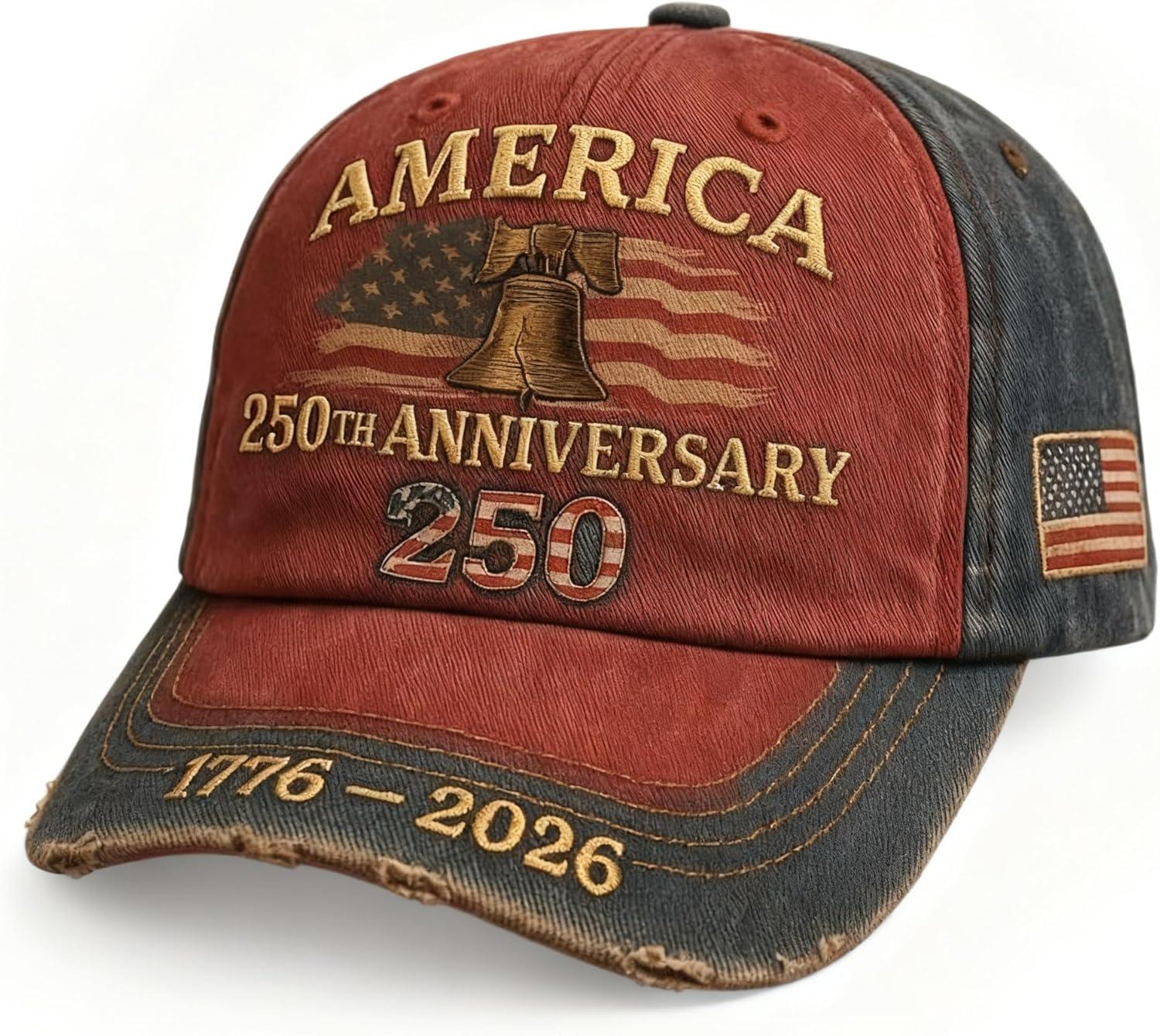 U.S. 250th Anniversary Baseball Cap Adjustable America 250 Anniversary USA Hat Patriotic Veterans Hats