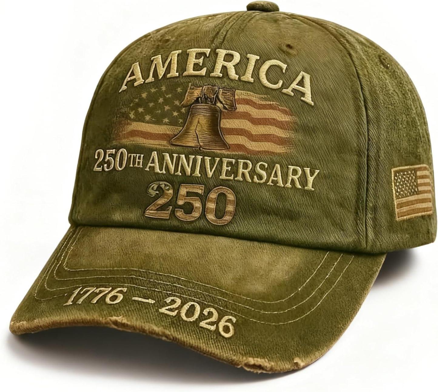 U.S. 250th Anniversary Baseball Cap Adjustable America 250 Anniversary USA Hat Patriotic Veterans Hats