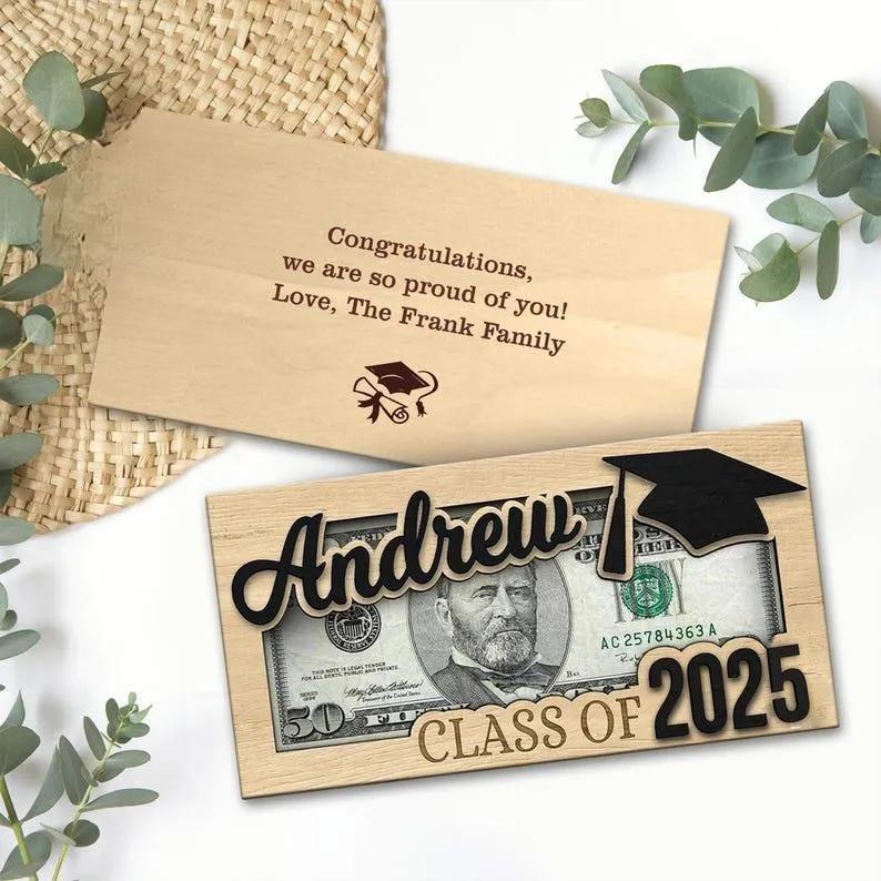 Personalized Graduation 2025 Money Holder Gift, Custom Gift for Grad Student, Gift for High School Senior, Custom Grad Name Cash Holder
