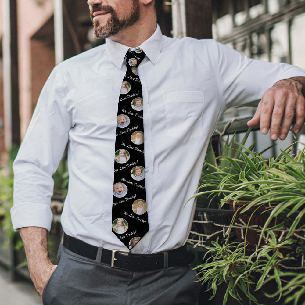 Gift For Father Custom Photo On Necktie We Love Dad - MyFaceBoxer