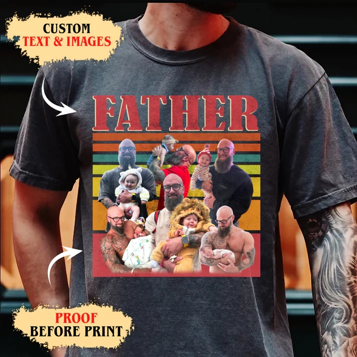 Personalised Dad Shirt Comfort Colors Retro Gift for Father