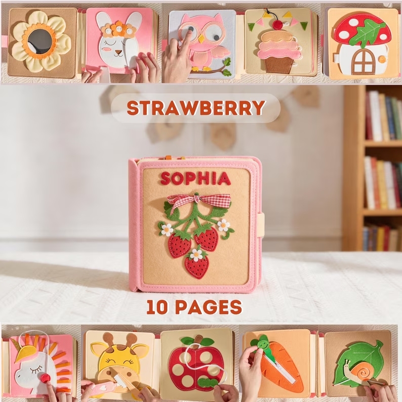 Personalized Baby Easter Gift, Handmade Felt Quiet Book, Custom Montessori Sensory Toy, First Birthday Present, Busy Book, Soft Felt Toy