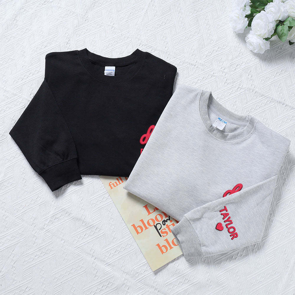 Personalized Dad Embroidered Sweatshirt With Date Custom Sleeve With Kid's Name