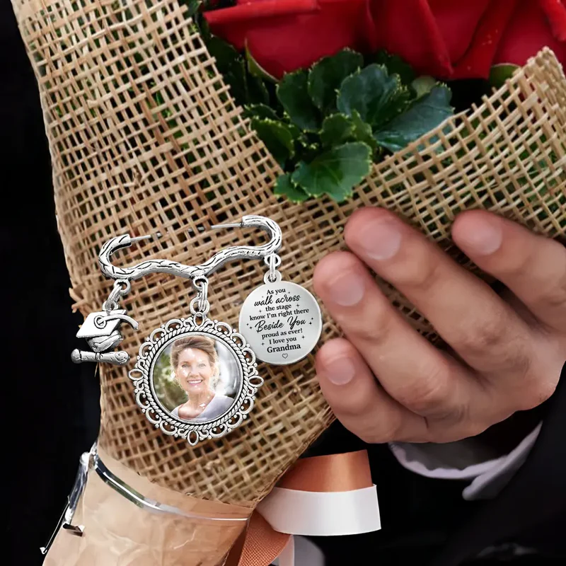 Custom Photo Across The Stage Know I'm Right There - Personalized Graduation Tassel Pin