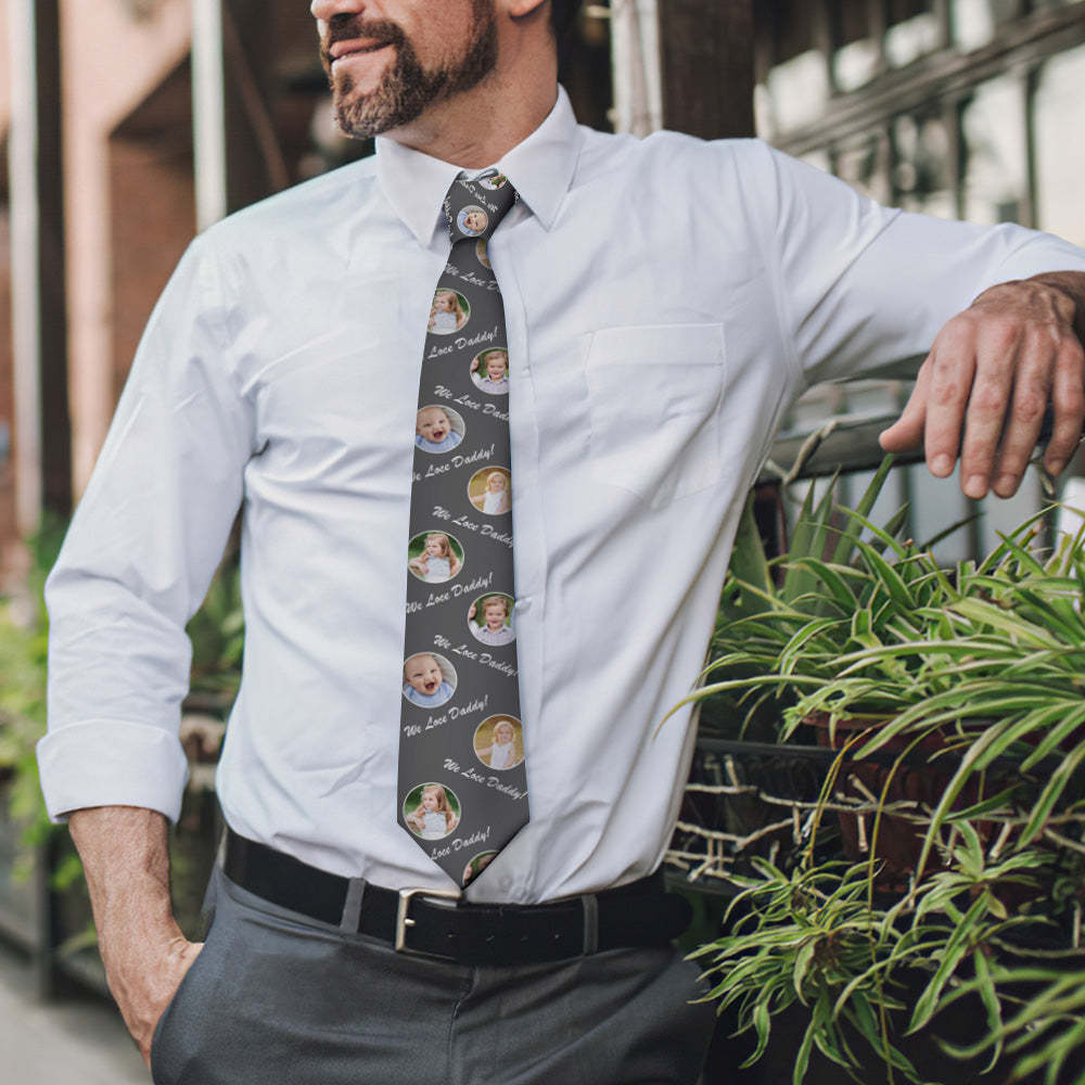 Gift For Father Custom Photo On Necktie We Love Dad - MyFaceBoxer