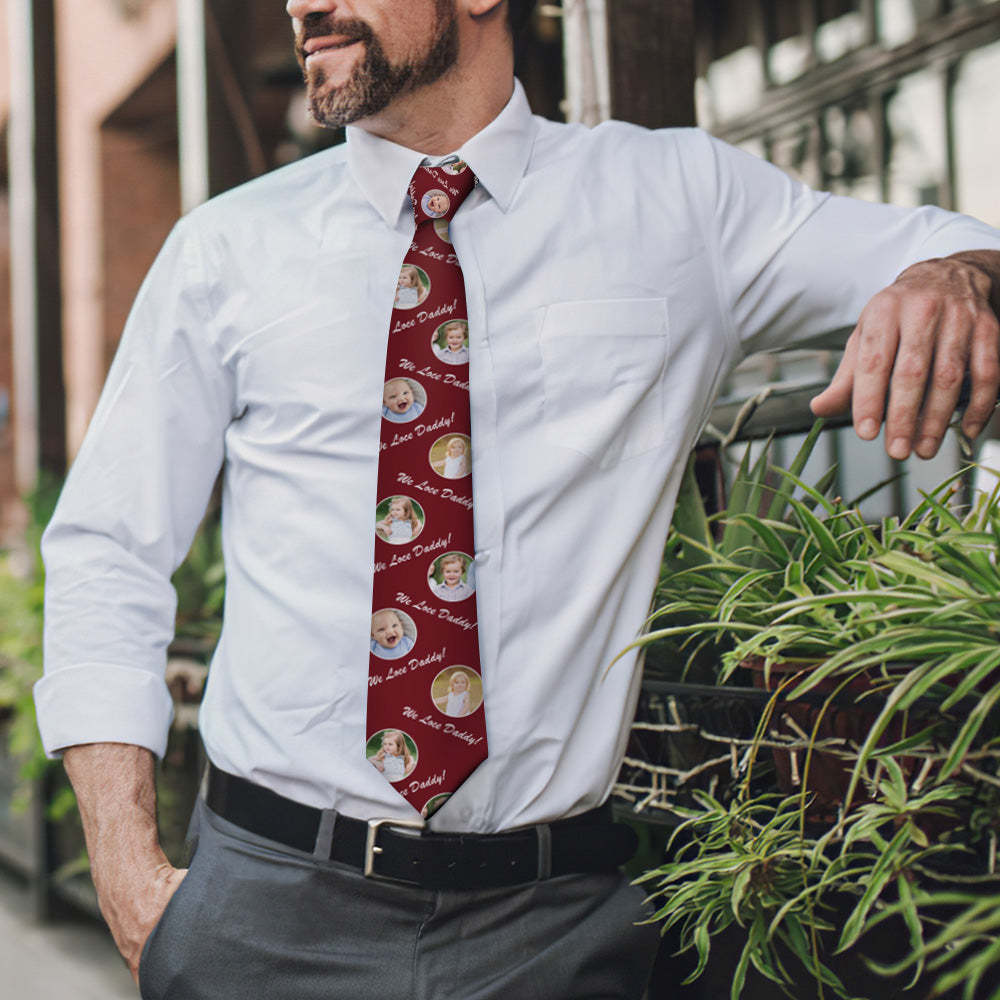 Gift For Father Custom Photo On Necktie We Love Dad - MyFaceBoxer