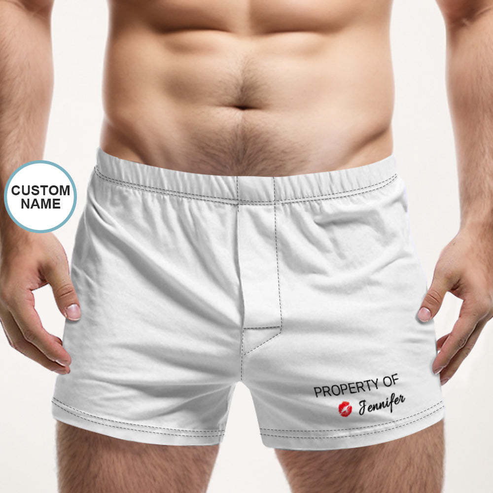 Custom Name Multicolor Boxer Shorts Property of You Personalized Photo Underwear Gift for Him - MyFaceBoxer