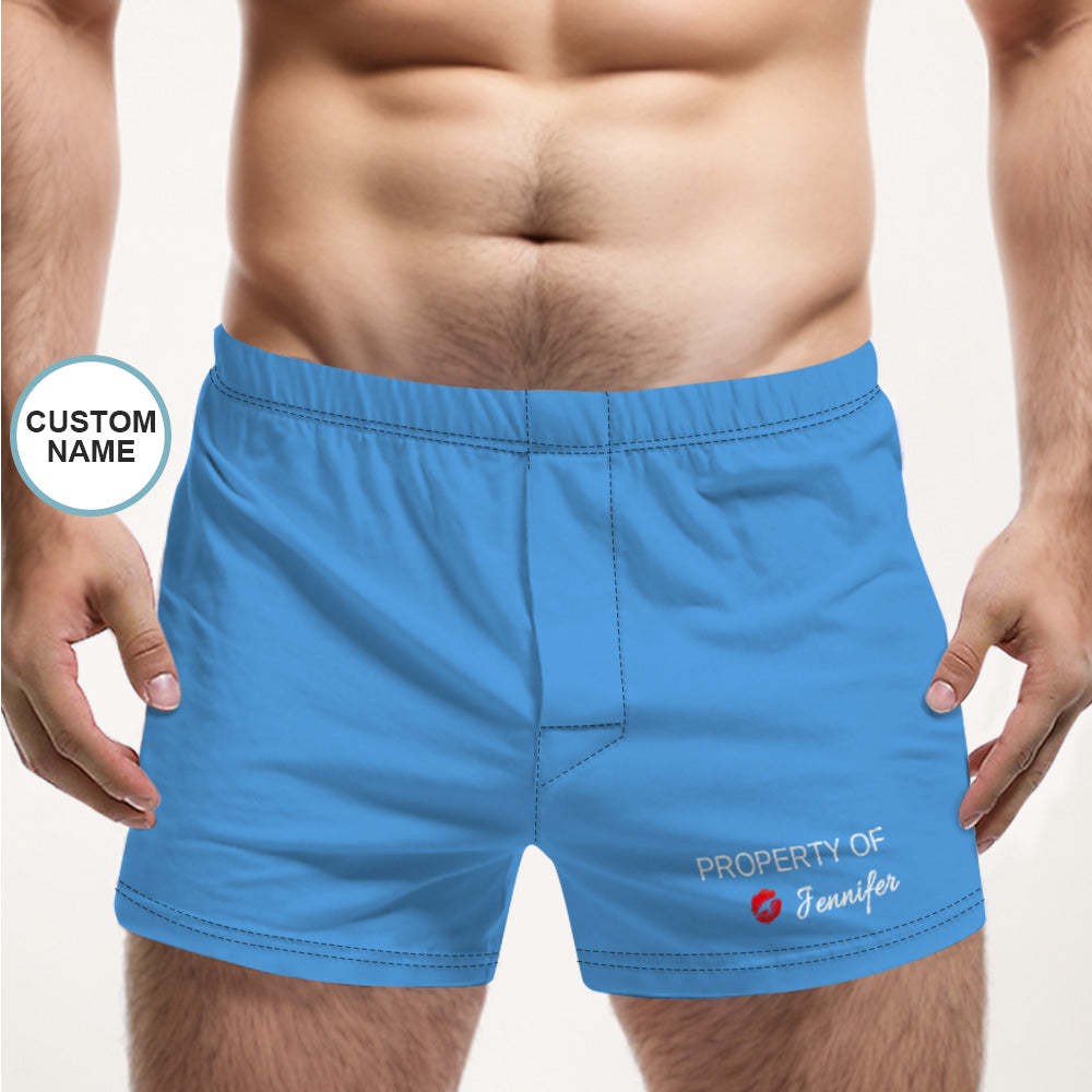 Custom Name Multicolor Boxer Shorts Property of You Personalized Photo Underwear Gift for Him - MyFaceBoxer