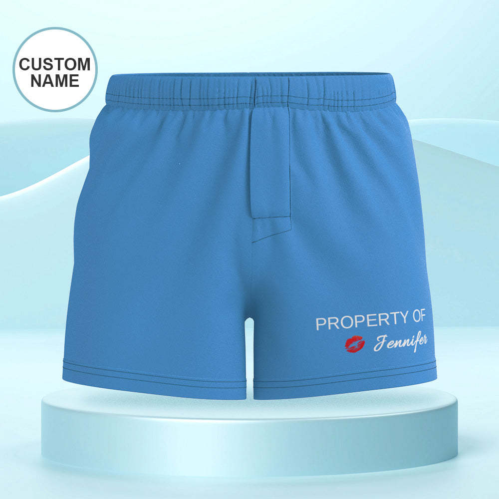 Custom Name Multicolor Boxer Shorts Property of You Personalized Photo Underwear Gift for Him - MyFaceBoxer