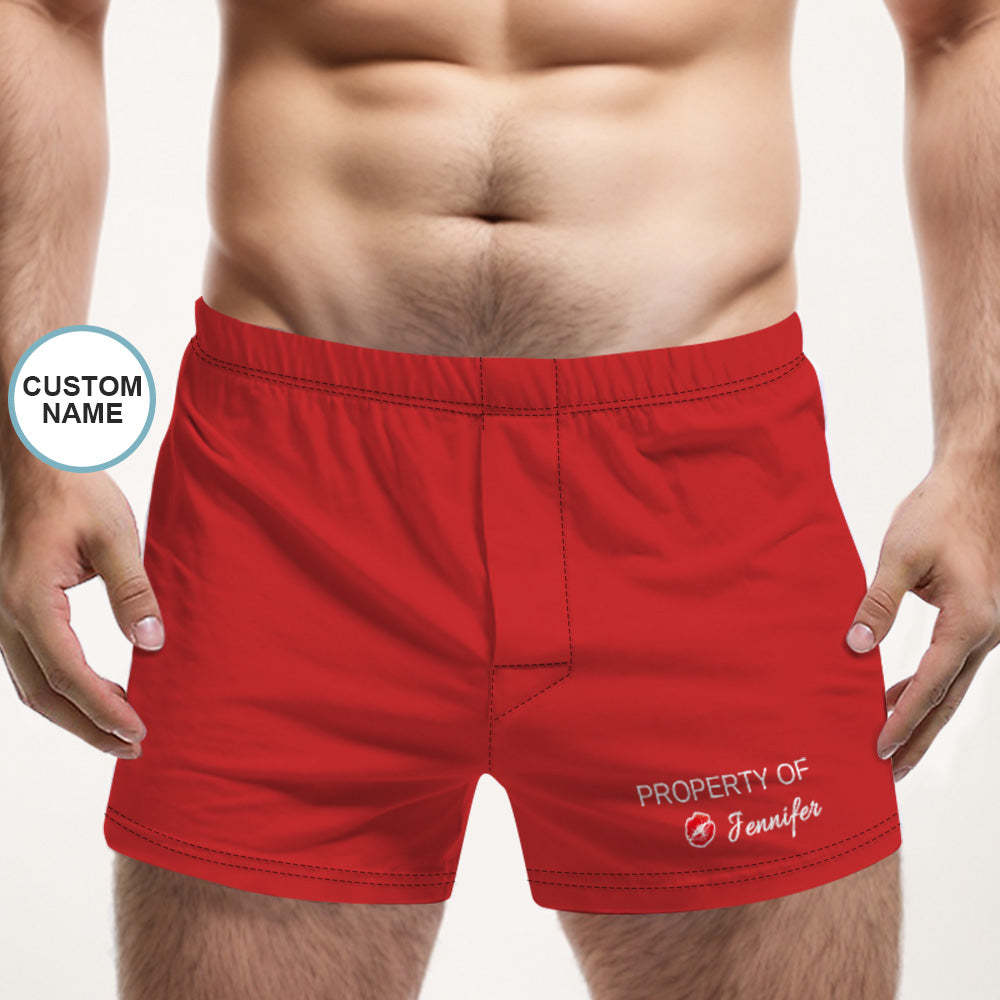Custom Name Multicolor Boxer Shorts Property of You Personalized Photo Underwear Gift for Him - MyFaceBoxer