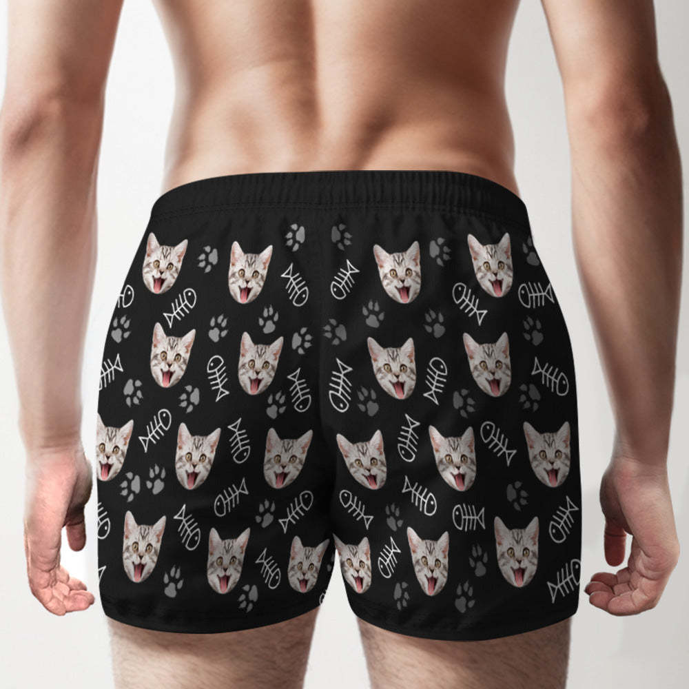 Custom Cat Face Multicolor Boxer Shorts Personalized Casual Underwear Gift for Him - MyFaceBoxer