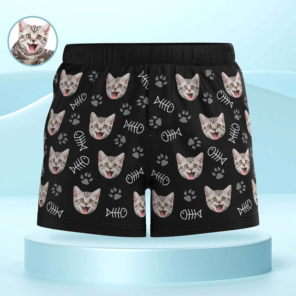 Custom Cat Face Multicolor Boxer Shorts Personalized Casual Underwear Gift for Him - MyFaceBoxer