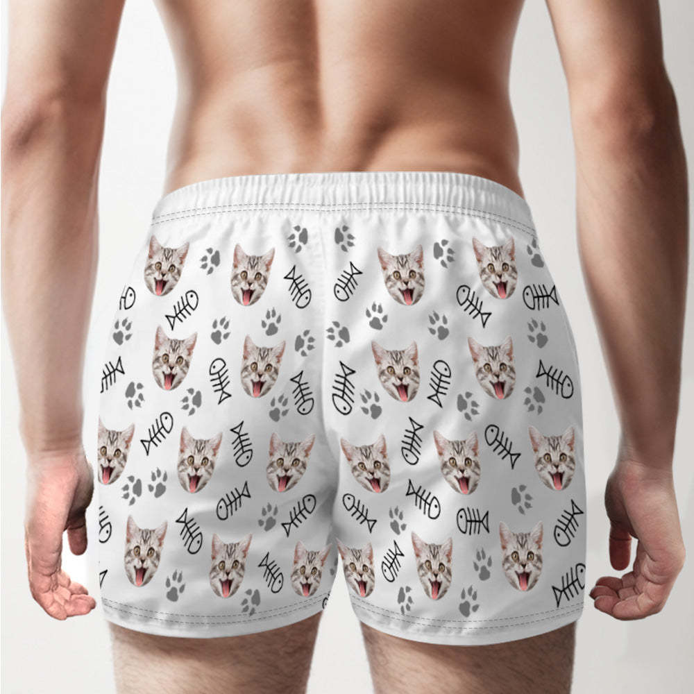 Custom Cat Face Multicolor Boxer Shorts Personalized Casual Underwear Gift for Him - MyFaceBoxer