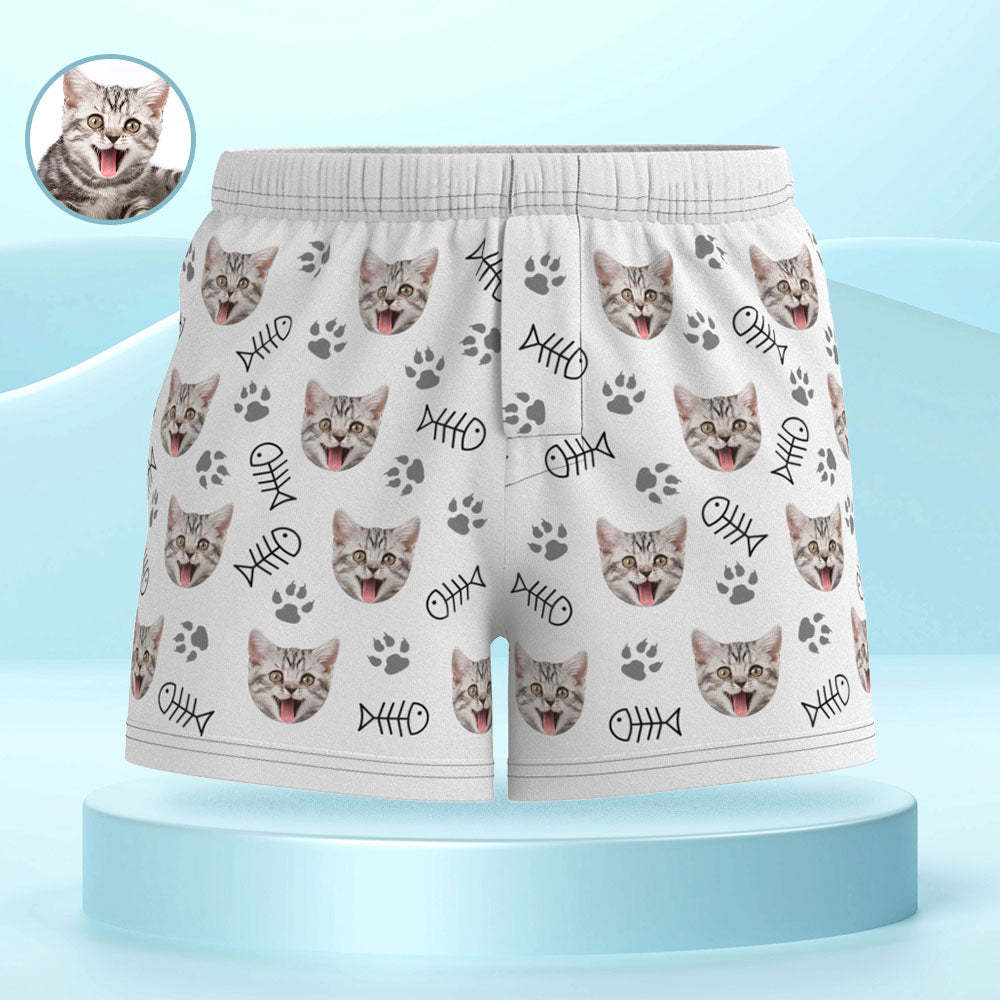 Custom Cat Face Multicolor Boxer Shorts Personalized Casual Underwear Gift for Him - MyFaceBoxer