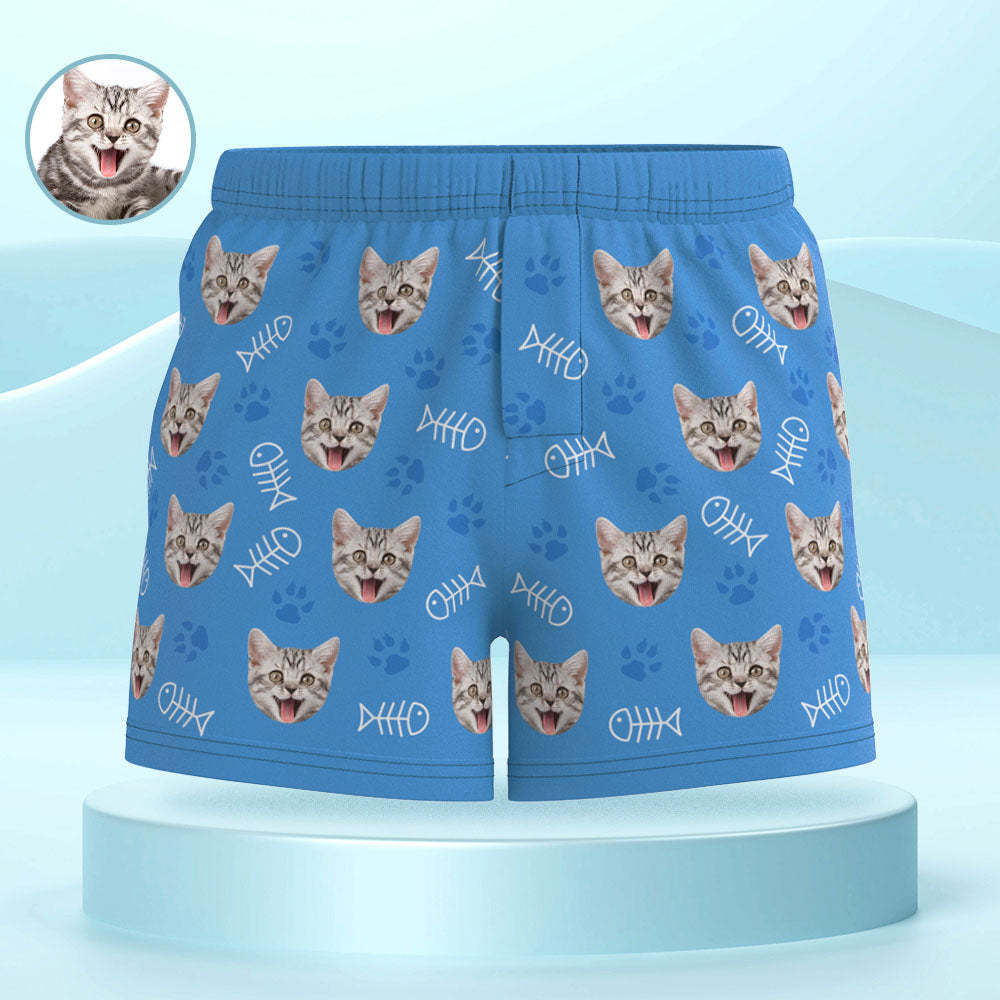 Custom Cat Face Multicolor Boxer Shorts Personalized Casual Underwear Gift for Him - MyFaceBoxer
