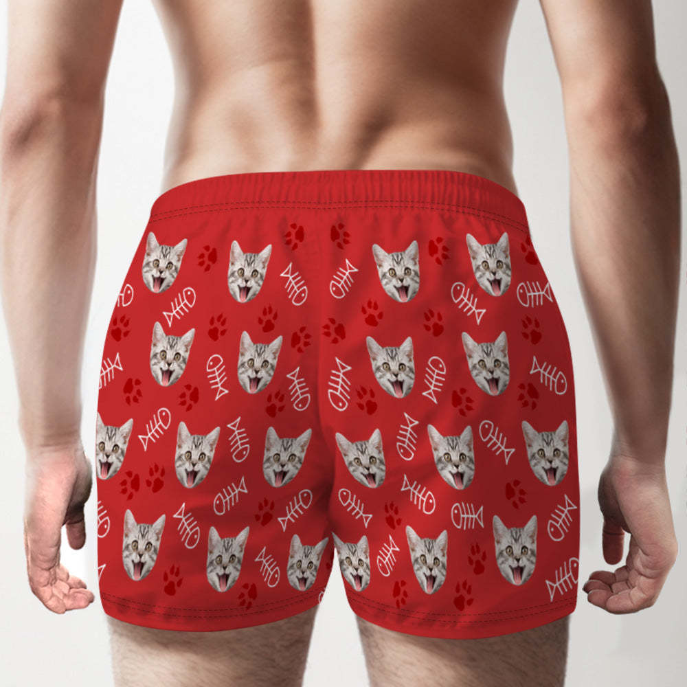 Custom Cat Face Multicolor Boxer Shorts Personalized Casual Underwear Gift for Him - MyFaceBoxer