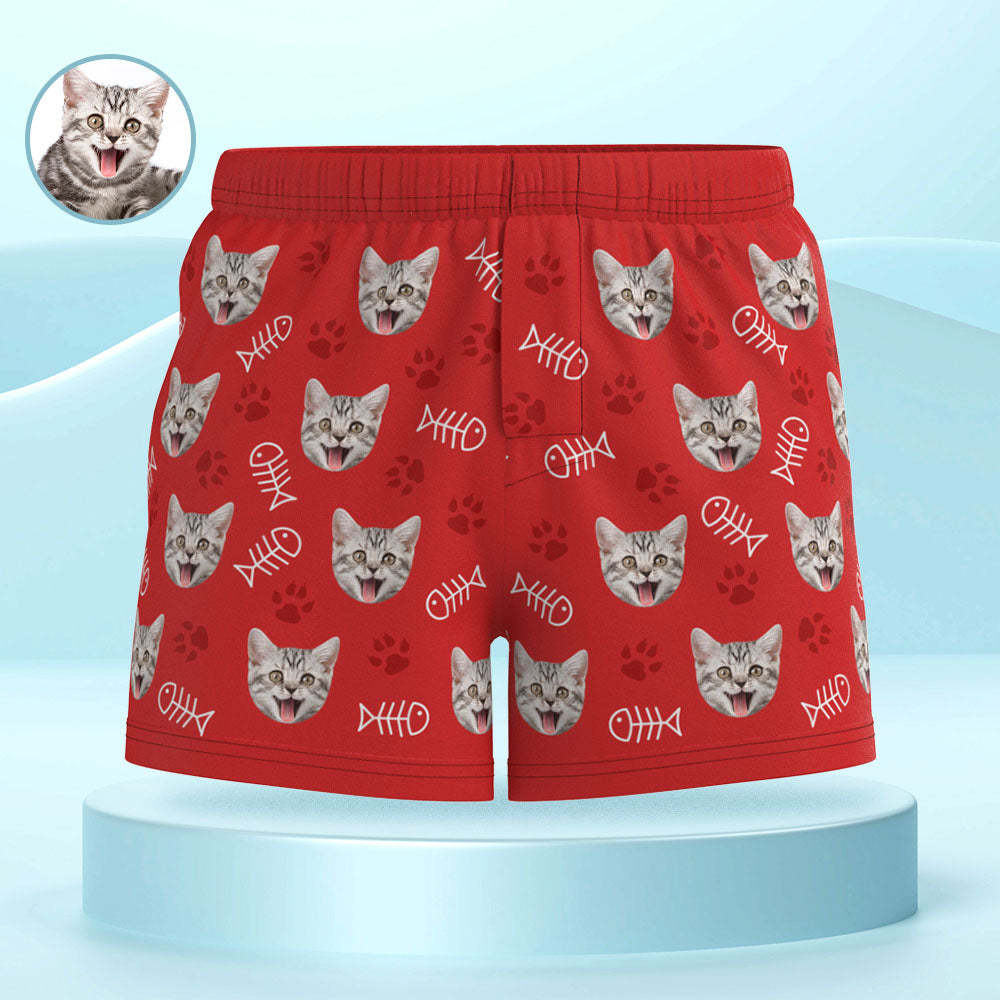 Custom Cat Face Multicolor Boxer Shorts Personalized Casual Underwear Gift for Him - MyFaceBoxer