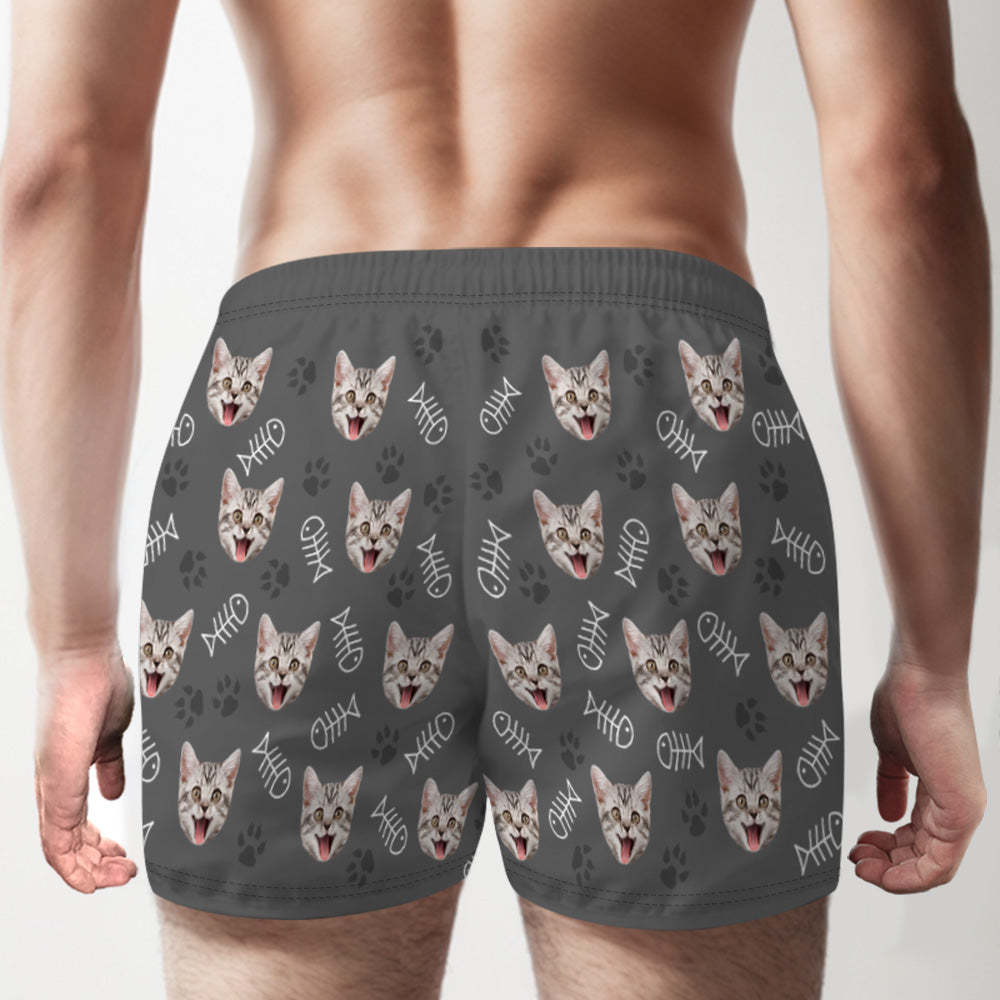 Custom Cat Face Multicolor Boxer Shorts Personalized Casual Underwear Gift for Him - MyFaceBoxer