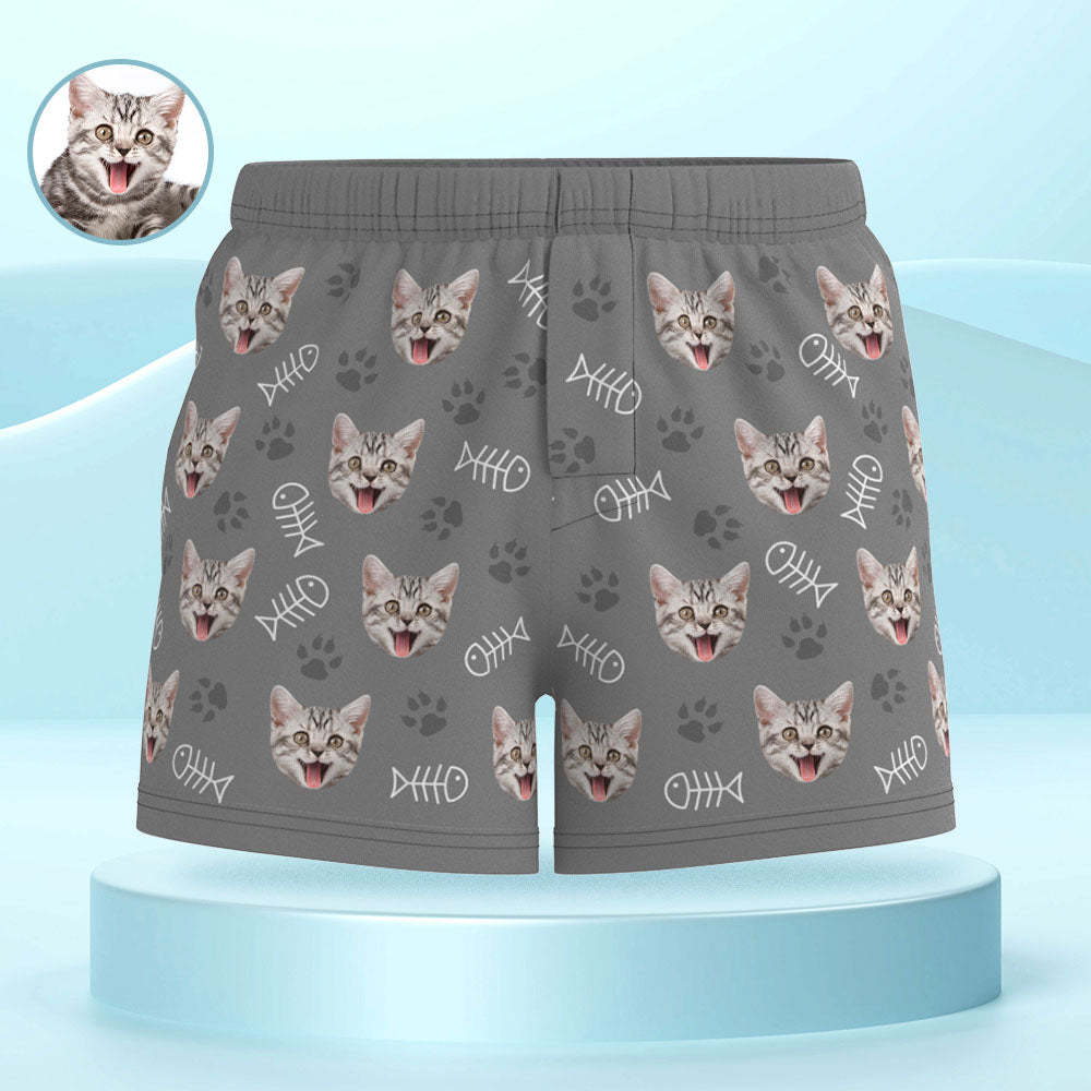 Custom Cat Face Multicolor Boxer Shorts Personalized Casual Underwear Gift for Him - MyFaceBoxer