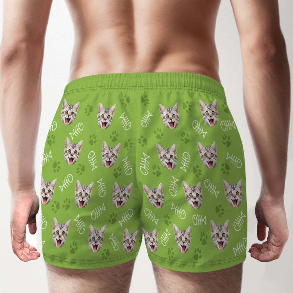 Custom Cat Face Multicolor Boxer Shorts Personalized Casual Underwear Gift for Him - MyFaceBoxer