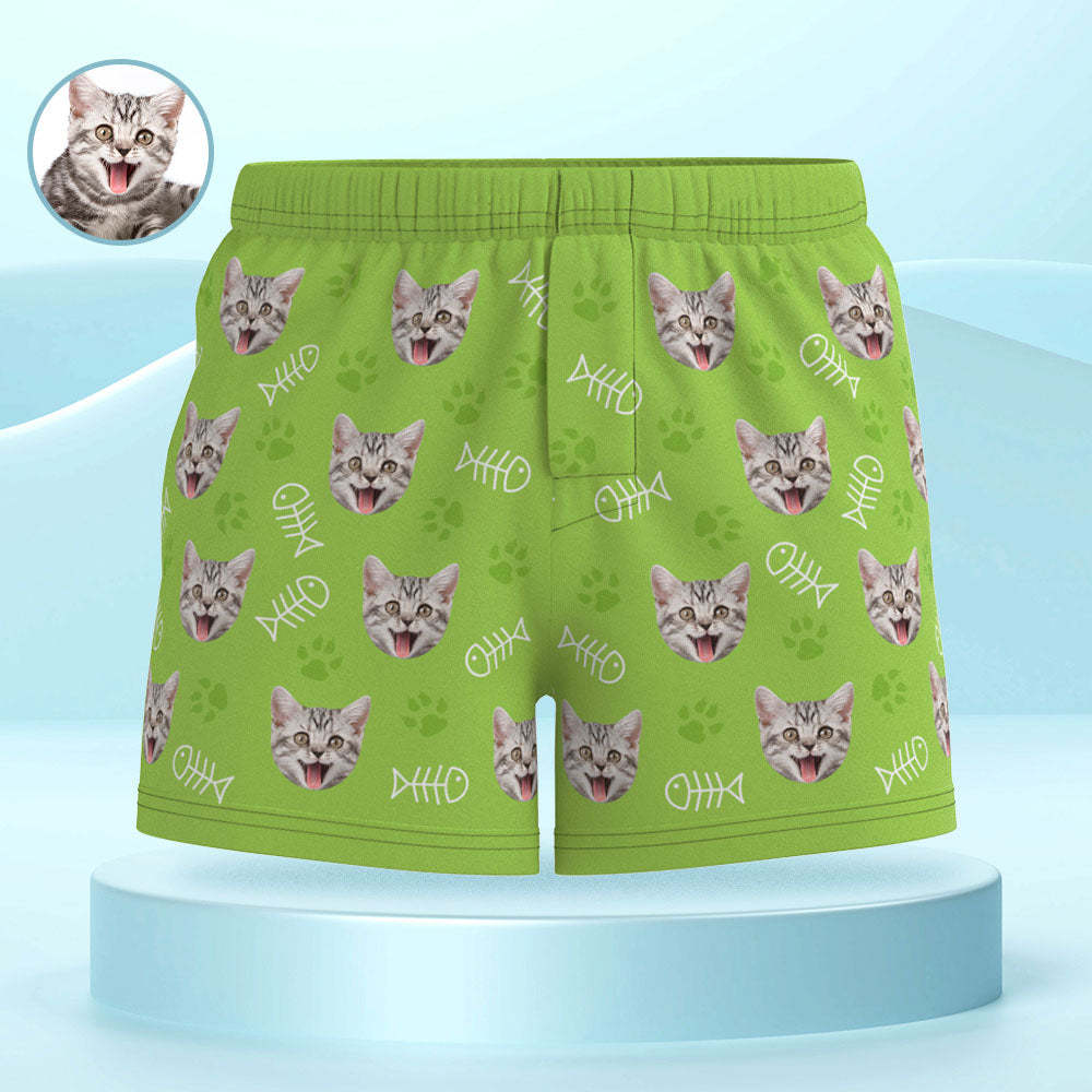 Custom Cat Face Multicolor Boxer Shorts Personalized Casual Underwear Gift for Him - MyFaceBoxer