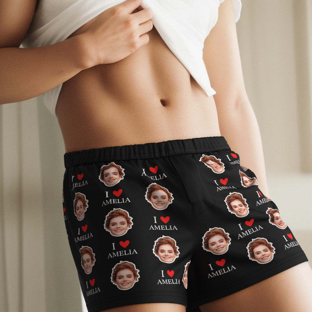Custom Face Multicolor Boxer Shorts I Love You Personalized Photo Underwear Gift for Him - MyFaceBoxer