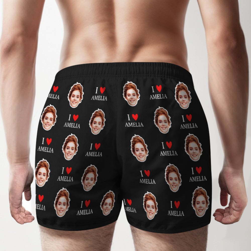 Custom Face Multicolor Boxer Shorts I Love You Personalized Photo Underwear Gift for Him - MyFaceBoxer