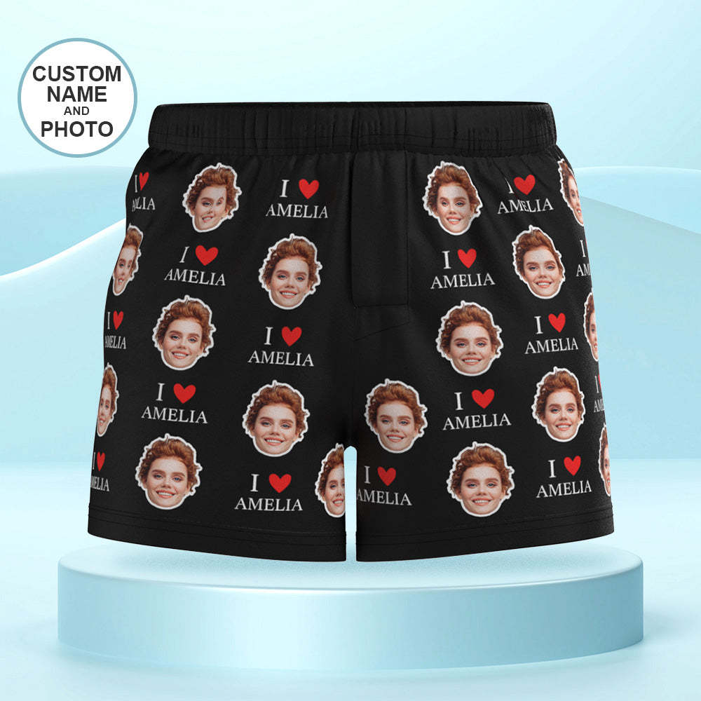 Custom Face Multicolor Boxer Shorts I Love You Personalized Photo Underwear Gift for Him - MyFaceBoxer