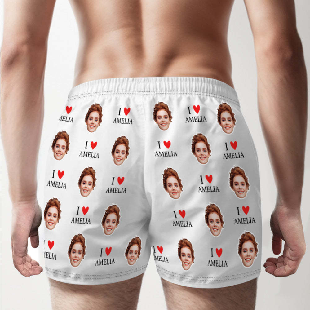 Custom Face Multicolor Boxer Shorts I Love You Personalized Photo Underwear Gift for Him - MyFaceBoxer