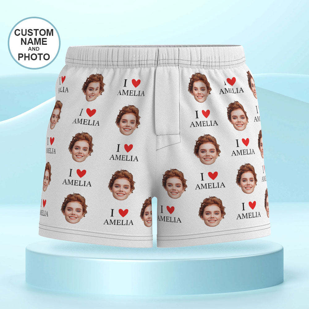 Custom Face Multicolor Boxer Shorts I Love You Personalized Photo Underwear Gift for Him - MyFaceBoxer