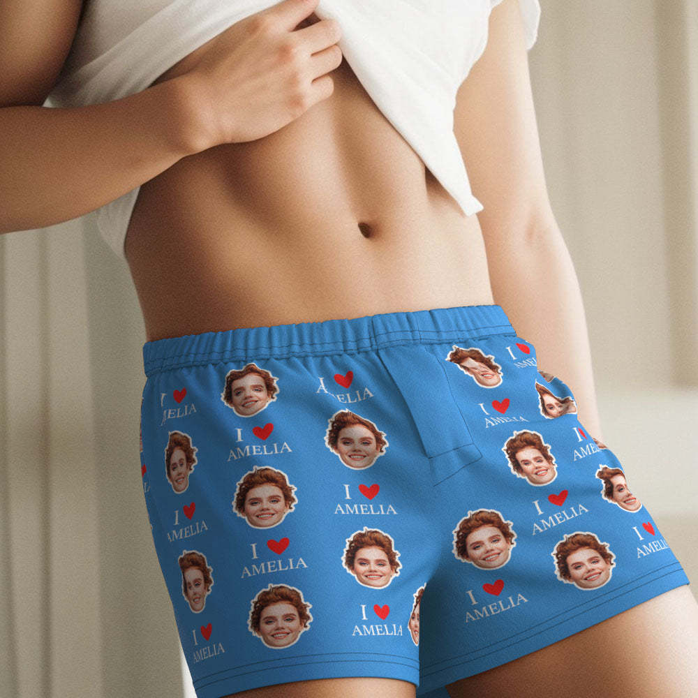 Custom Face Multicolor Boxer Shorts I Love You Personalized Photo Underwear Gift for Him - MyFaceBoxer
