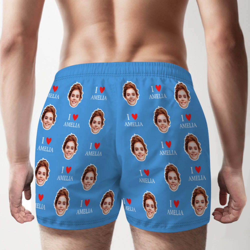 Custom Face Multicolor Boxer Shorts I Love You Personalized Photo Underwear Gift for Him - MyFaceBoxer