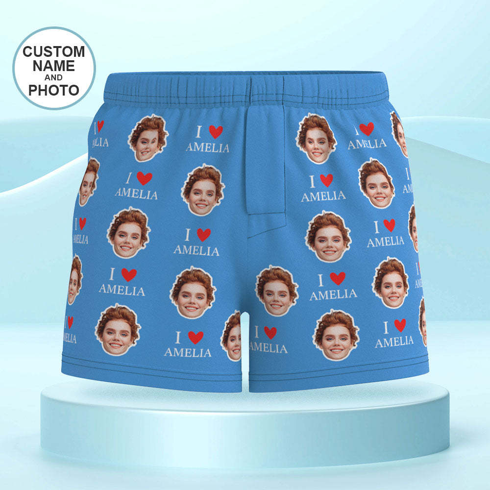 Custom Face Multicolor Boxer Shorts I Love You Personalized Photo Underwear Gift for Him - MyFaceBoxer