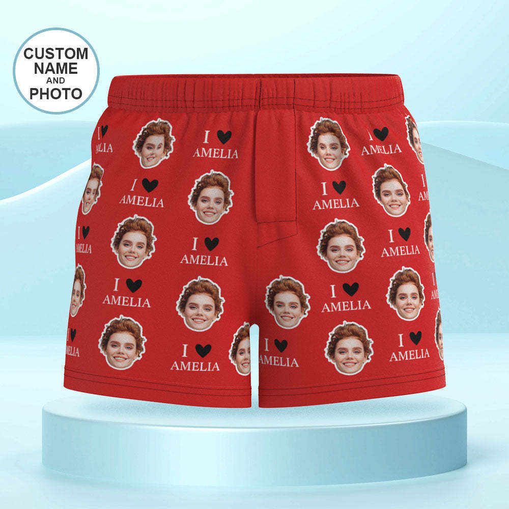 Custom Face Multicolor Boxer Shorts I Love You Personalized Photo Underwear Gift for Him - MyFaceBoxer