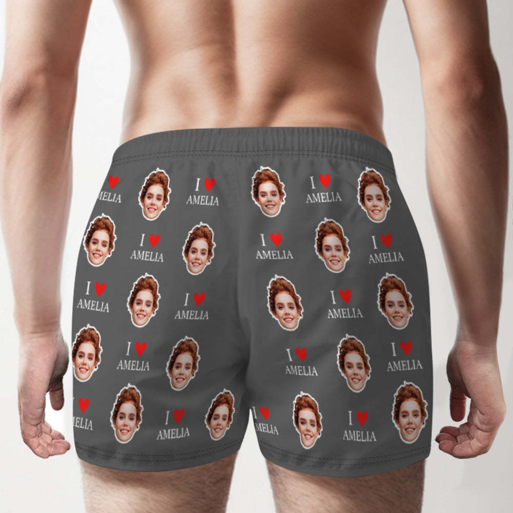 Custom Face Multicolor Boxer Shorts I Love You Personalized Photo Underwear Gift for Him - MyFaceBoxer