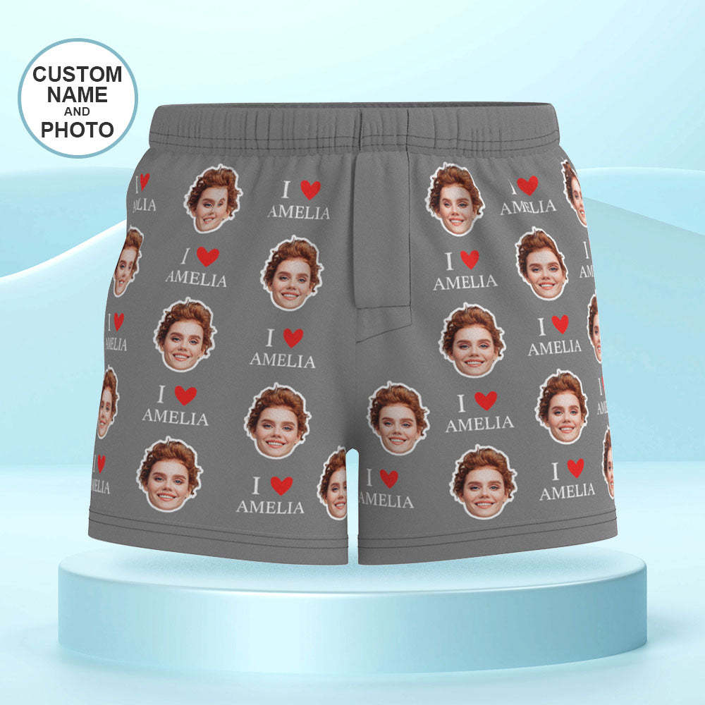 Custom Face Multicolor Boxer Shorts I Love You Personalized Photo Underwear Gift for Him - MyFaceBoxer