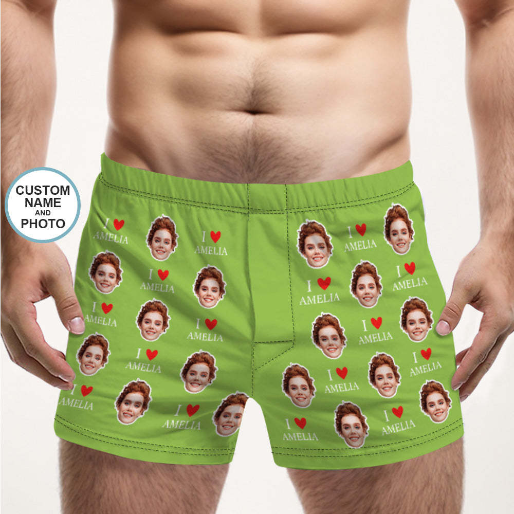 Custom Face Multicolor Boxer Shorts I Love You Personalized Photo Underwear Gift for Him - MyFaceBoxer