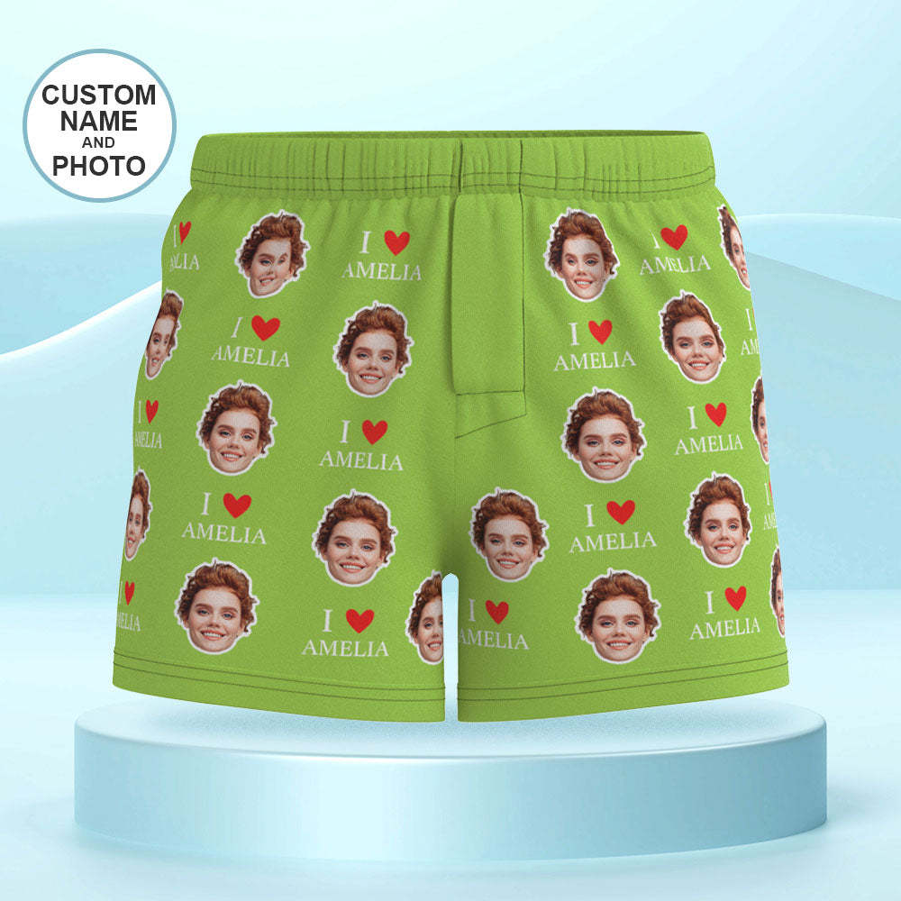 Custom Face Multicolor Boxer Shorts I Love You Personalized Photo Underwear Gift for Him - MyFaceBoxer