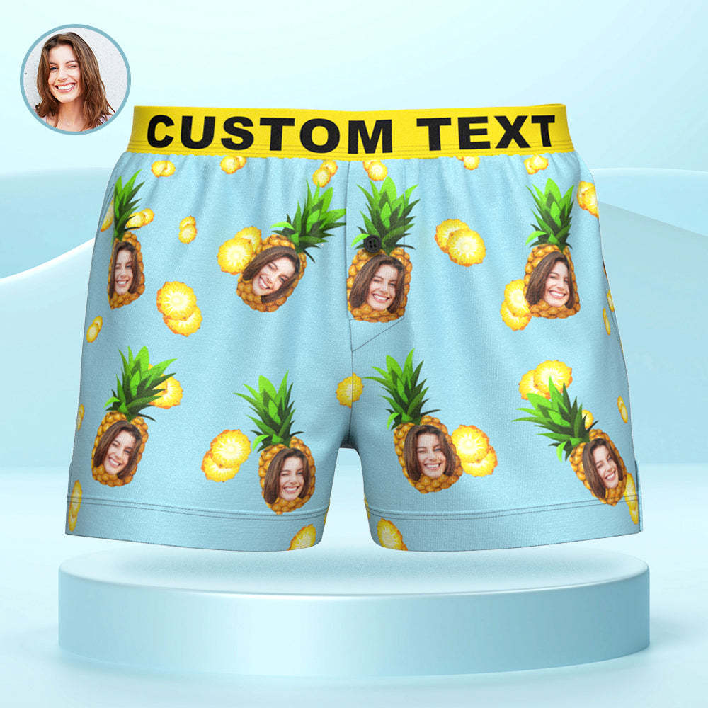 Custom Face Funny Pineapple Boxer Shorts Personalized Waistband Casual Underwear for Him - MyFaceBoxer