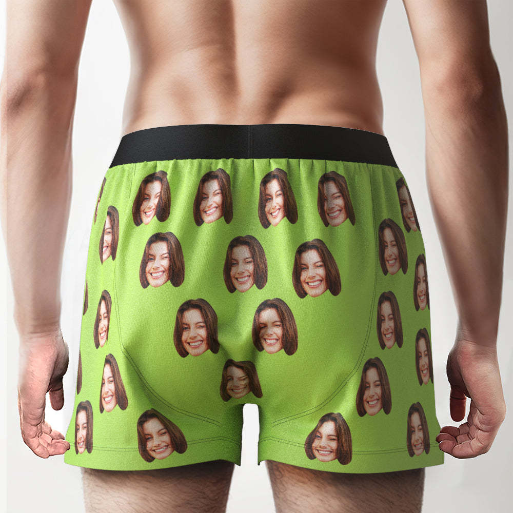 Custom Face Boxer Shorts with Personalized Text on the Waistband Personalized Casual Underwear for Him - MyFaceBoxer