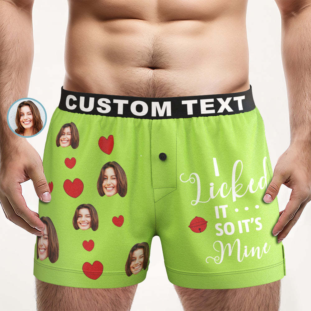 Custom Face Boxer Shorts I LICKED IT Personalized Waistband Casual Underwear for Him - MyFaceBoxer