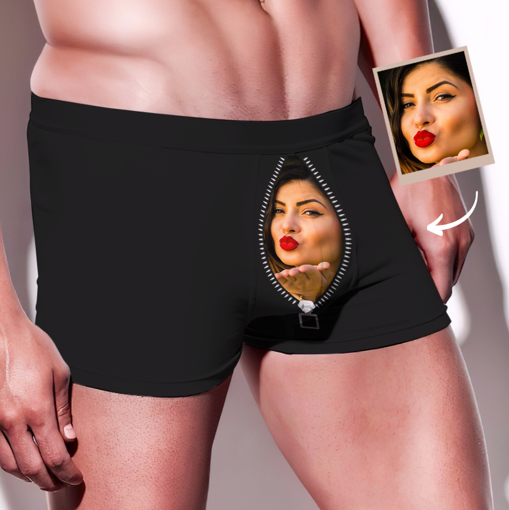 Men's Custom Face Boxer Brief Personalized Shorts with Girlfriend Face - MyFaceBoxer