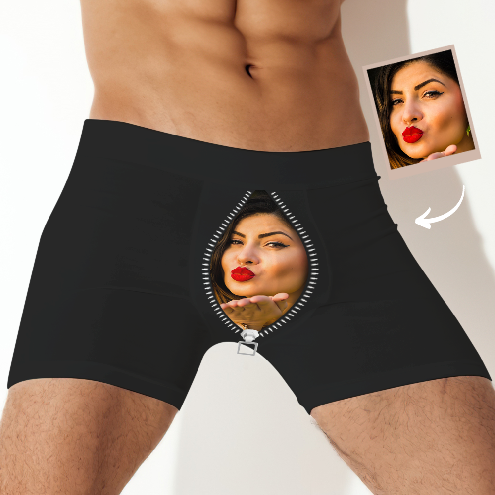 Custom Men Zipper Face Boxer Brief Personlized Photo Shorts - MyFaceBoxer
