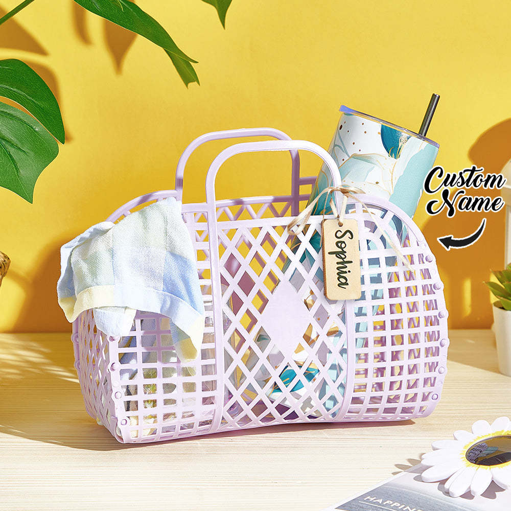 Custom Jelly Bag with Name Tag - Personalized Beach Tote Girls Birthday, Party, Bridesmaid Gifts - MyFaceBoxer