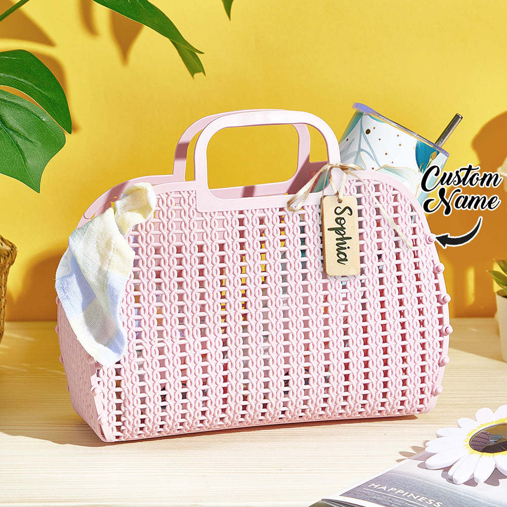 Custom Jelly Bag with Name Tag - Personalized Beach Tote Girls Birthday, Party, Bridesmaid Gifts - MyFaceBoxer