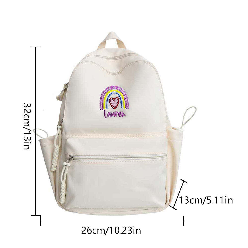 Personalized Embroidered Name Rainbow Backpack School Bag Back to School Gifts - MyFaceBoxer