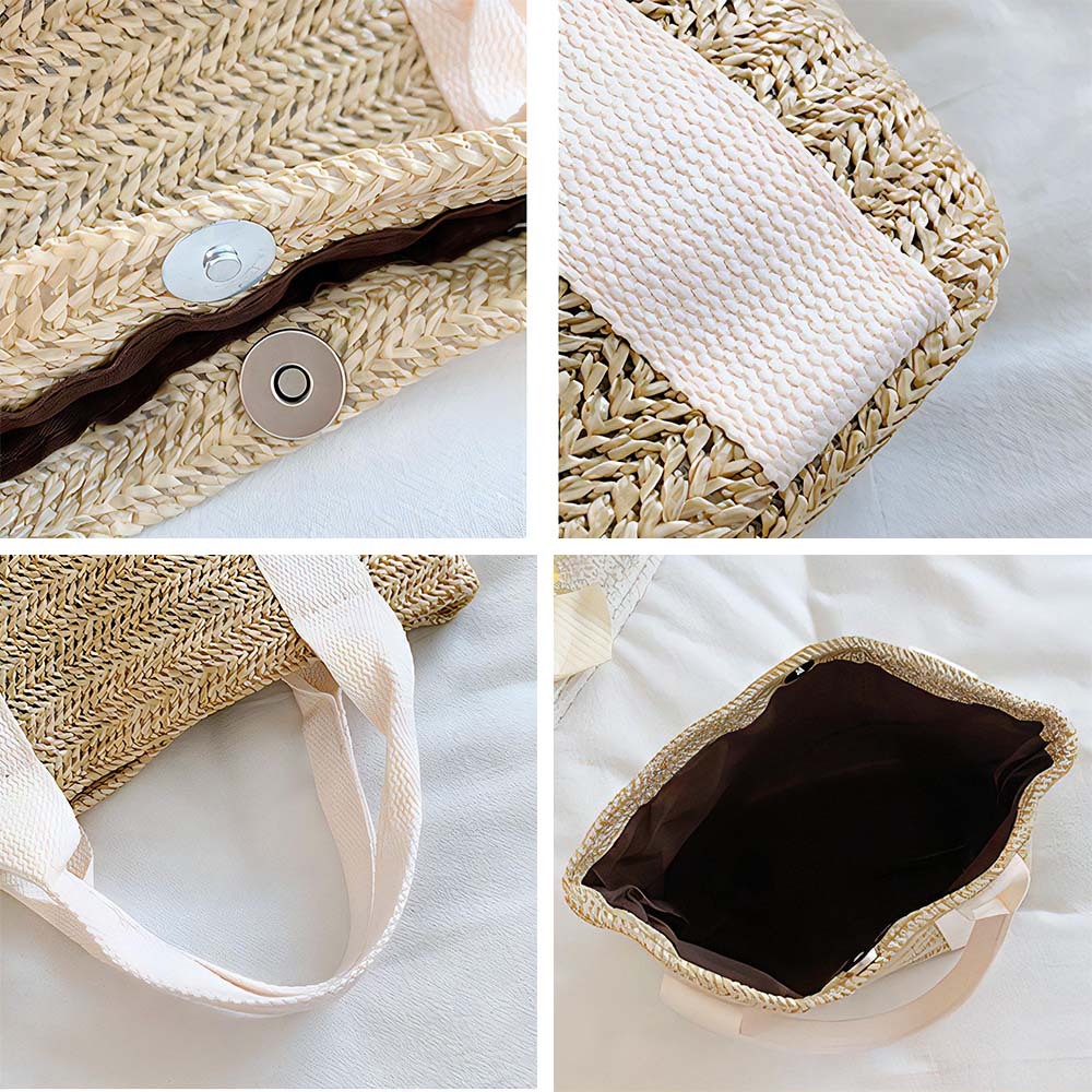 Personalized Beach Straw Bags Custom Tote Bag Bridal Shower Bag Wedding Gift for Bridesmaid Bride - MyFaceBoxer