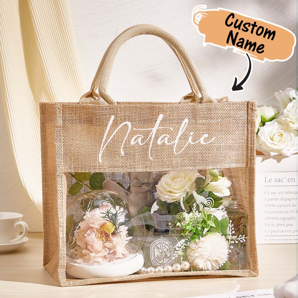 Personalized Bridesmaid Proposal Bags Monogram Tote Bag Wedding Gift for Her - MyFaceBoxer